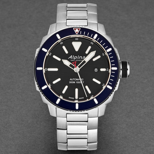 Alpina Men's 'Seastrong' Diver Black Dial Stainless