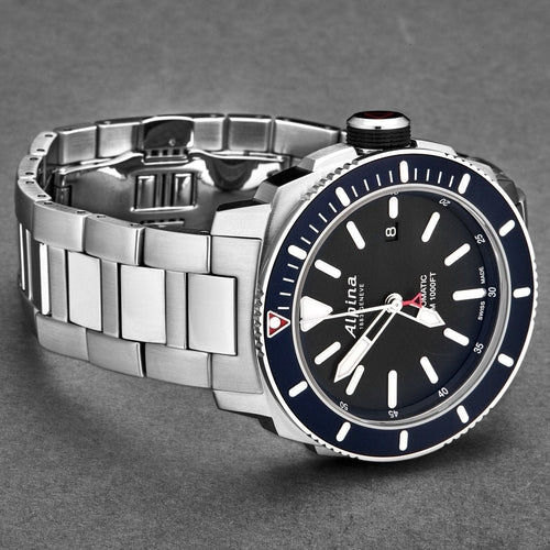 Alpina Men's 'Seastrong' Diver Black Dial Stainless